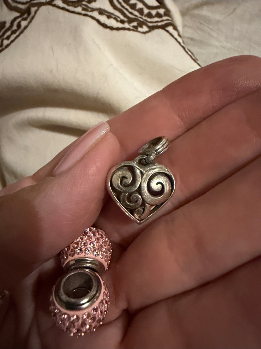 Brighton Pink Crystal Heart Charm and two beads - Picture 7 of 7